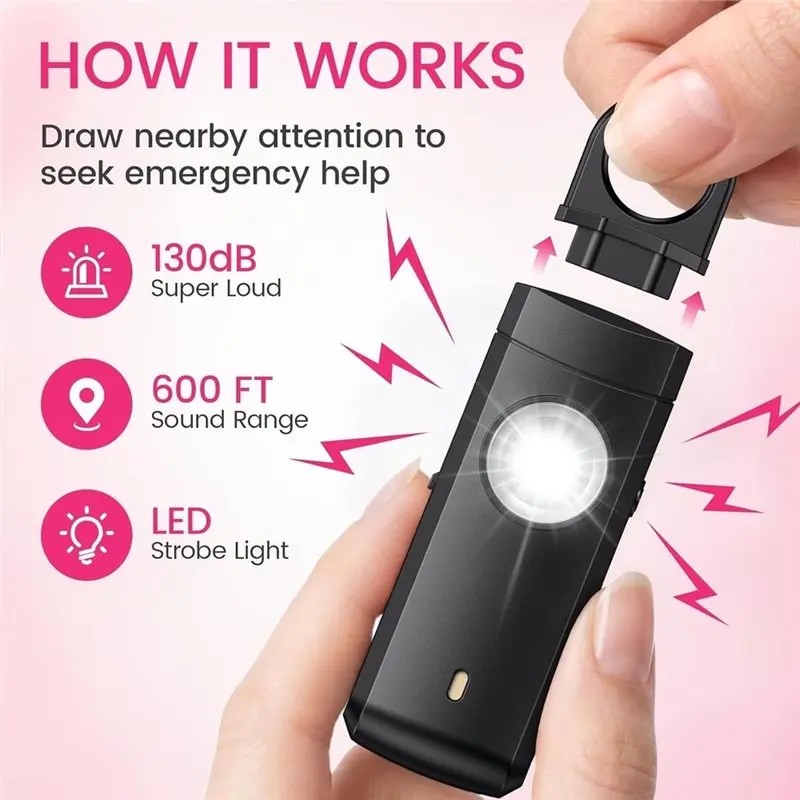 [LXYA68Z!] Personal Alarms For Women 130Db Personal Alarms For Women Rechargeable Rape Alarm With LED Strobe Light