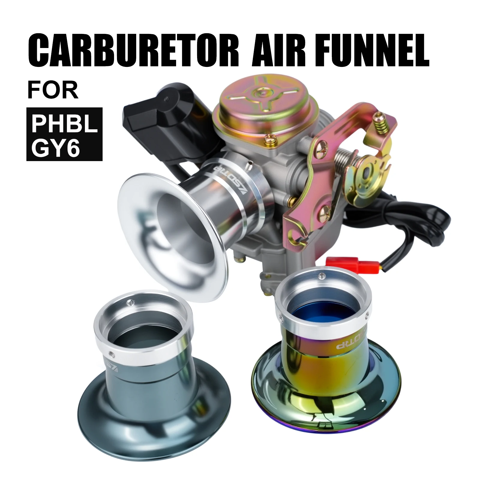 ZSDTRP For PHBL Carburetor Velocity Stack With Threaded Adapter Carburetor Trumpet Air Filter Cup For GY6 PHBL AD AS BD TZR125