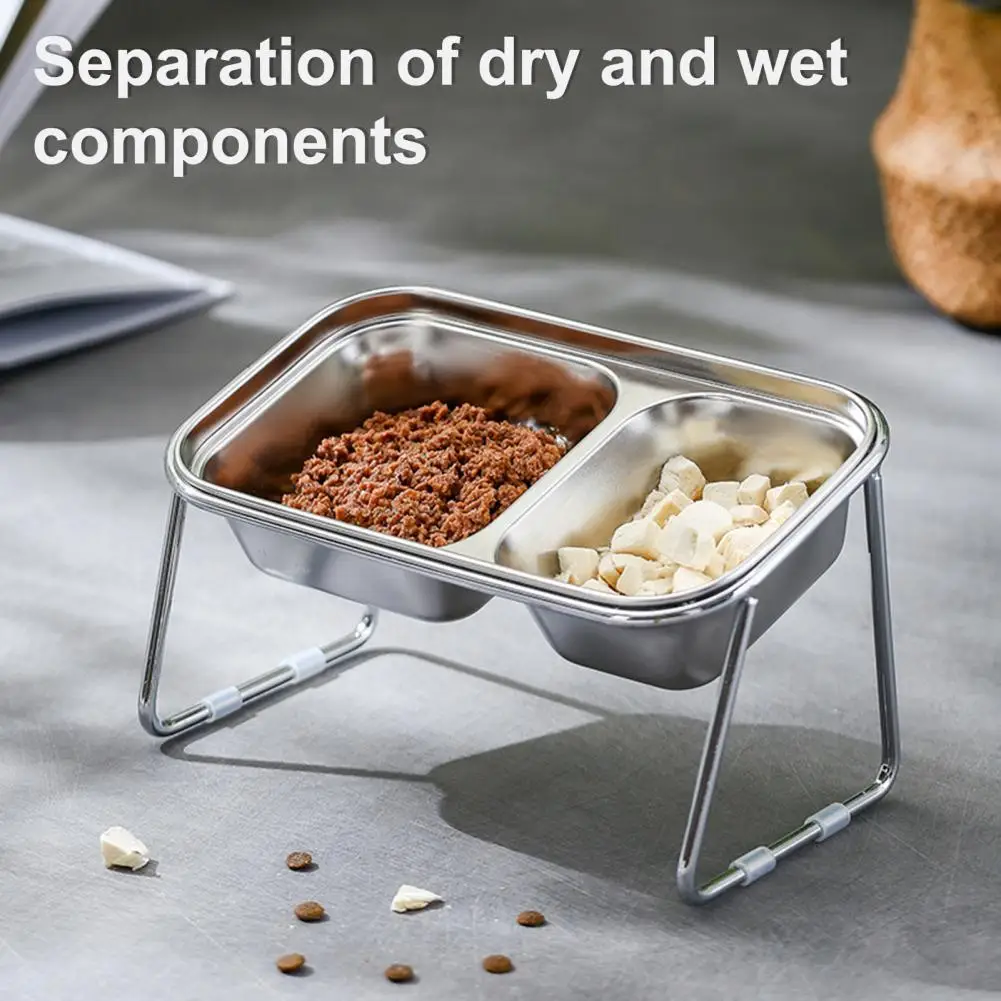 مجموعة وعاء مياه طعام الحيوانات الأليفة من الفولاذ المقاوم للصدأ أوعية الحيوانات الأليفة المرتفعة مع حامل مانع للانزلاق للكلاب والقطط وأطباق الطعام المائية #3