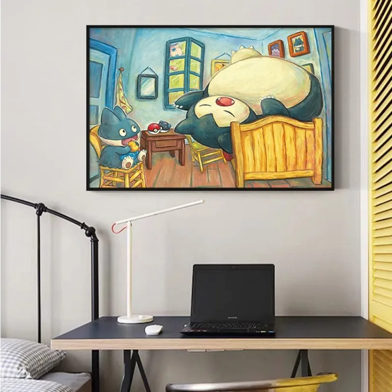 1pc frameless Canvas Painting Pokémon Van Gogh Pikachu and Scream Series Frameless Canvas Core Art Canvas Poster Peripheral Home