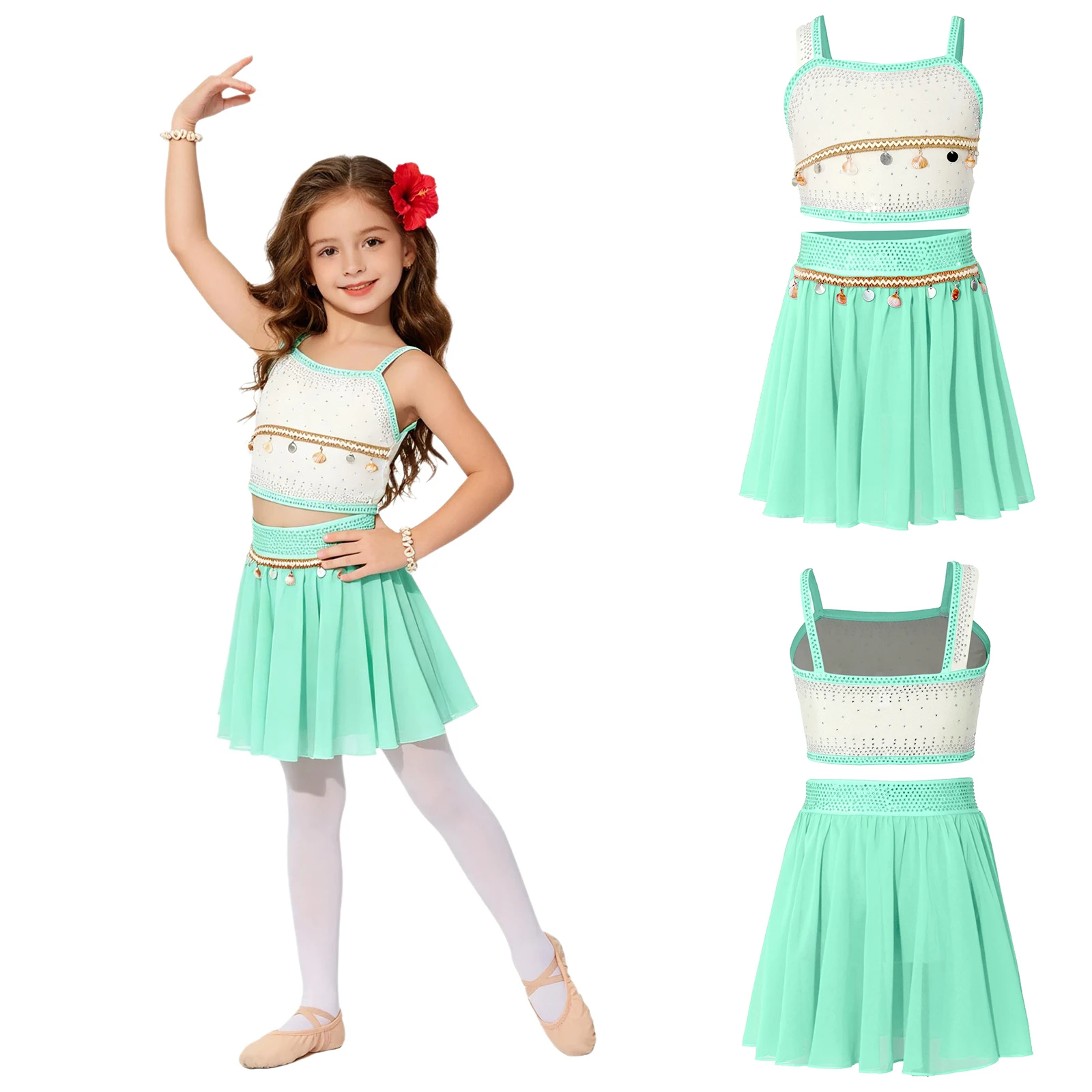 

Kids Girls Ballet Dance Sets Princess Dress Up Cosplay Costume Dance Performance Suit for Latin Jazz Dancing Royal Party Outfit