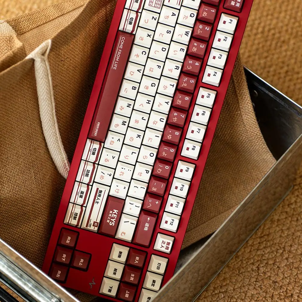 غطاء مفاتيح للموضوع الأصلي مفتاح أحمر وأبيض-155 مفتاح-ارتفاع أصلي PBT غطاء مفاتيح تسامي كامل بخمسة جوانب