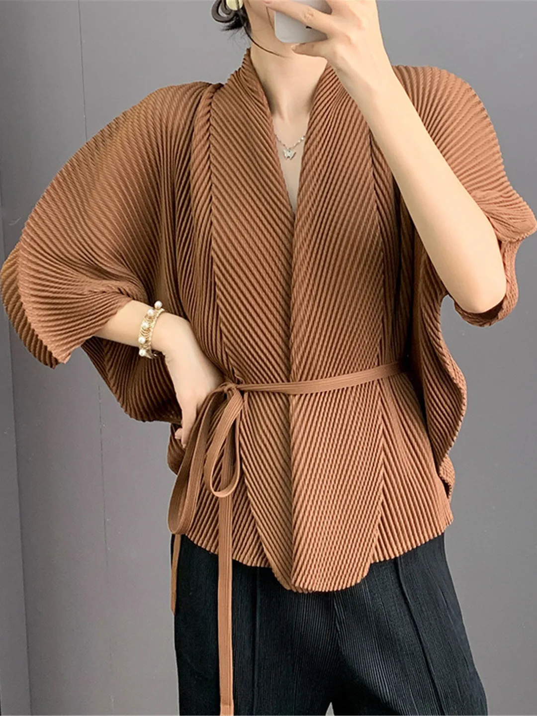 

Ele Loose Women's Open Cardigan Outerwear Long Sve Thin Sle Korean Version Autumn New Arrival Faionable Top