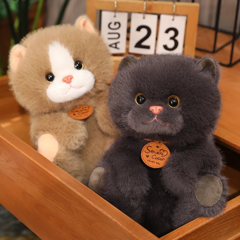 Cute Cat Plush Stuffed Animals Simulation British Shorthair Cat Fluffy Doll Cat Toys Birthday Gift