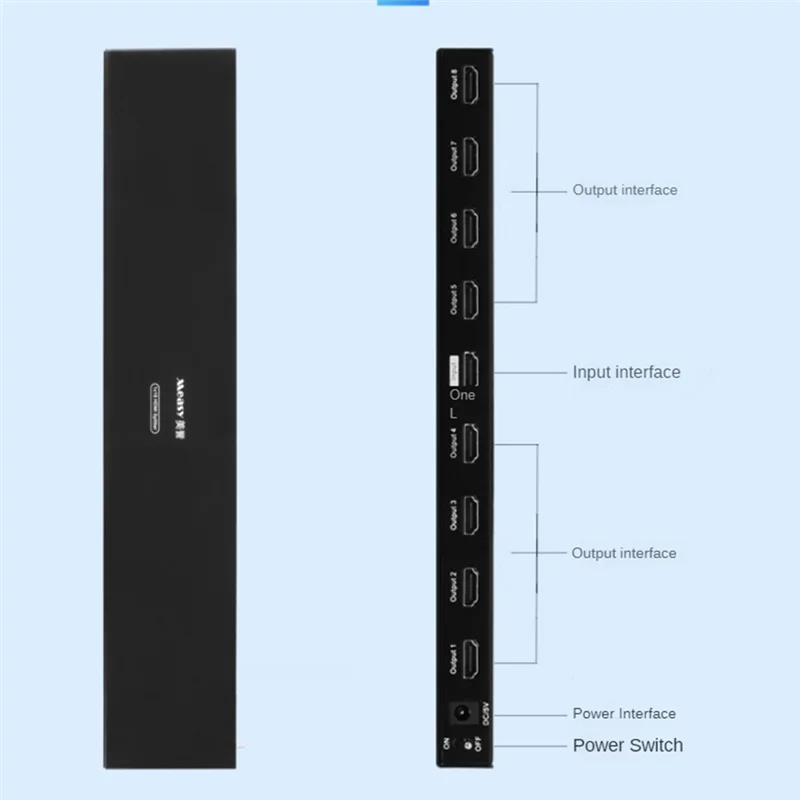 Divisor Measy de 1 entrada y 8 salidas, divisor Compatible con pantalla 4K 30HZ, amplificador duplicado para vídeo de TV