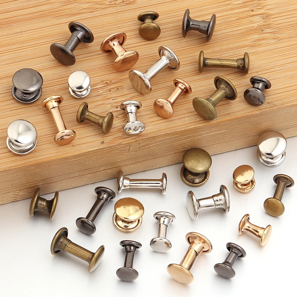 50Sets Iron Round Double Sided Rivet Snaps Metal Rivet Buttons for Leather Craft Shoe Bag Belt Garment Bracelet DIY Repair