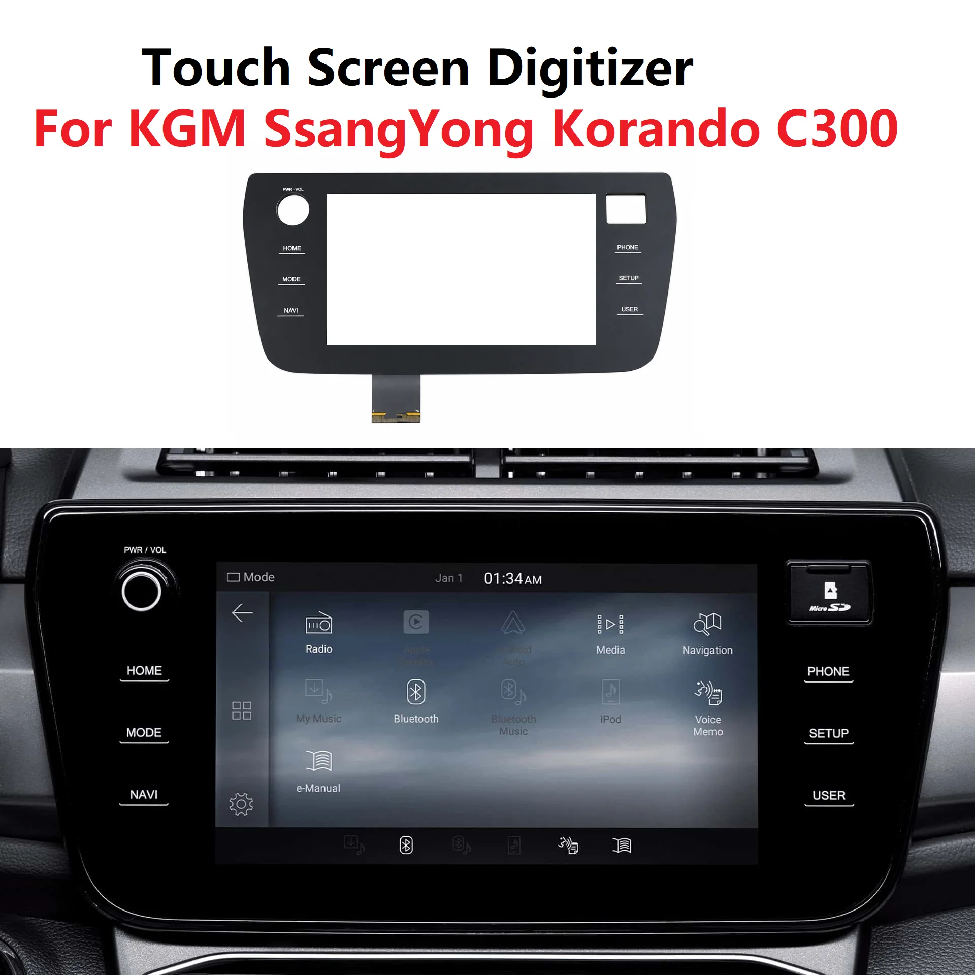 Touch Screen For KGM SsangYong Korando C300 Tivoli CD Radio Navigation Multimedia Touch Panel Digitizer 89200-39100