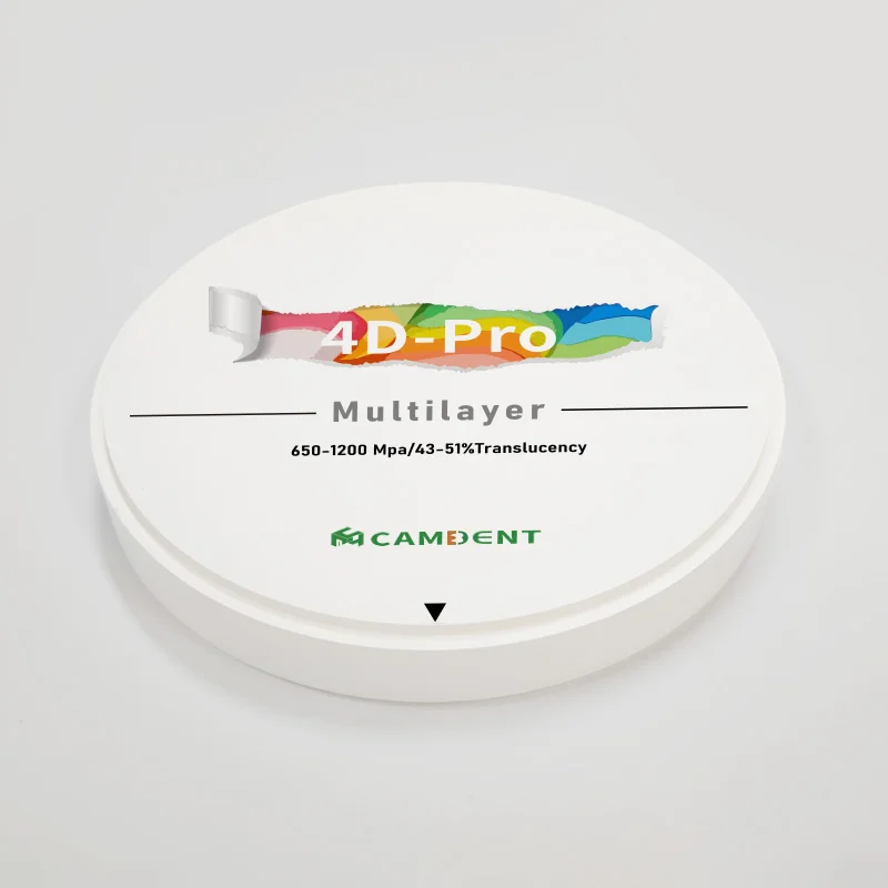 كتل زركونيا عالية الشفافية 98 مم، مواد طحن من سلسلة 4D لطحن CAD/CAM، زركونيا متعددة الطبقات فائقة القوة #5