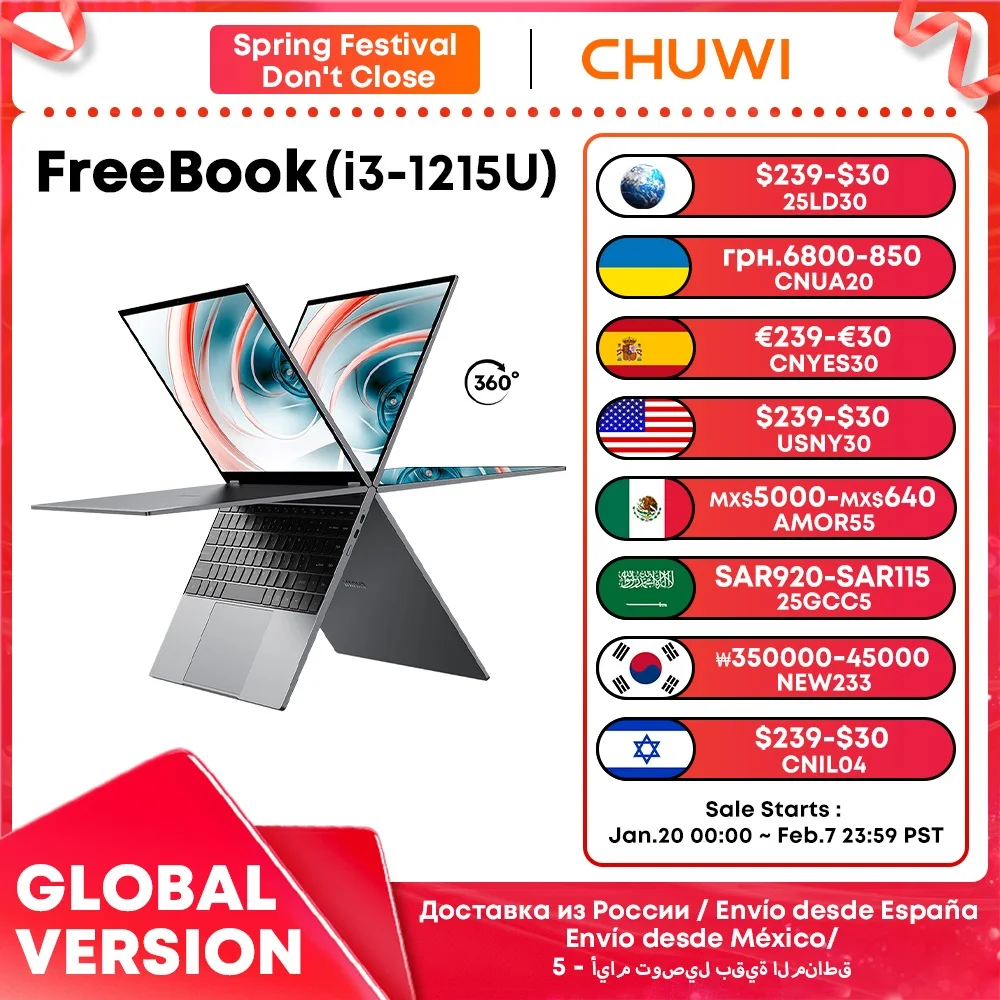 CHUWI FreeBook Laptop i3-1215U / N100 Processor 13.5