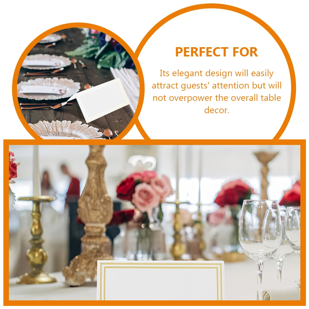 

100pcs Gold Foil Place Cards Foldable Table Name Cards For Wedding Party Banquet Reserved Signs Smooth Surface