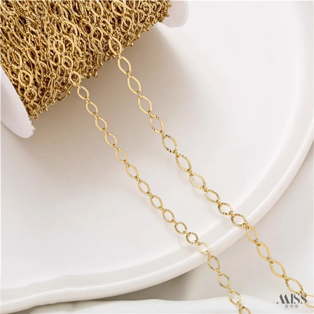 14K Gold Double-sided Batch Flower Mother O Chain Embossed Chain Loose Chain DIY Handmade Necklace Bracelet Accessory Material