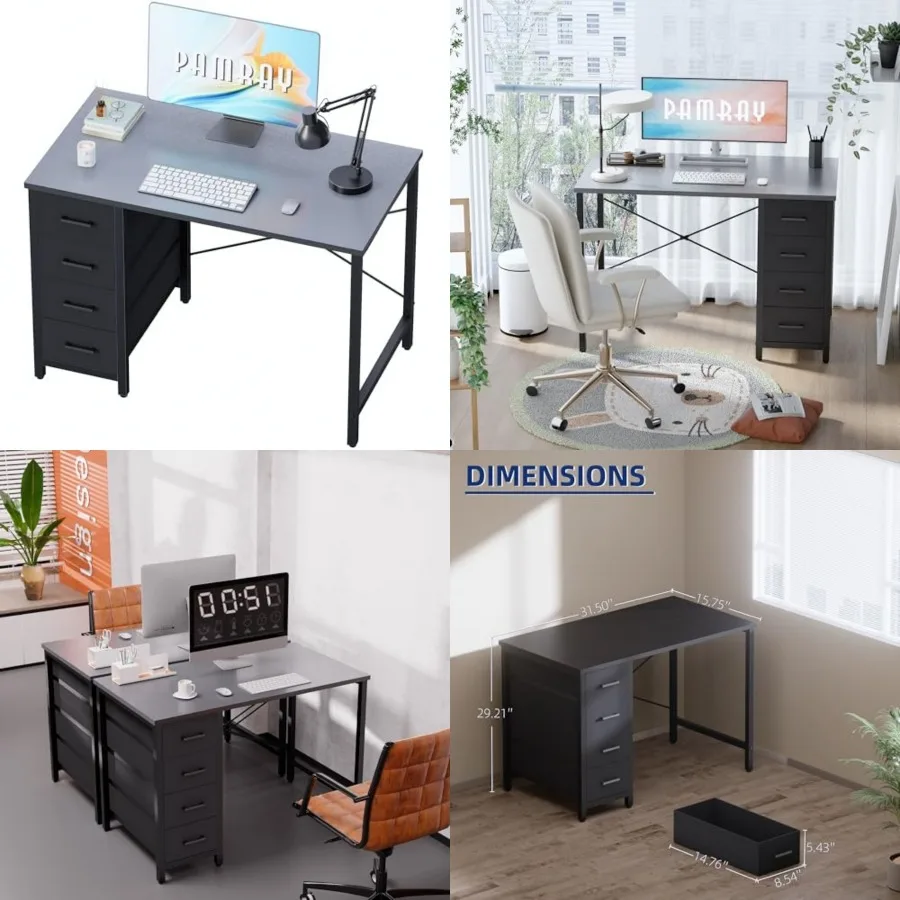 

32 Inch Computer Desk with 4 Drawers Small Office Desk for Home Bedroom Study Writing Simple Modern Computer Table
