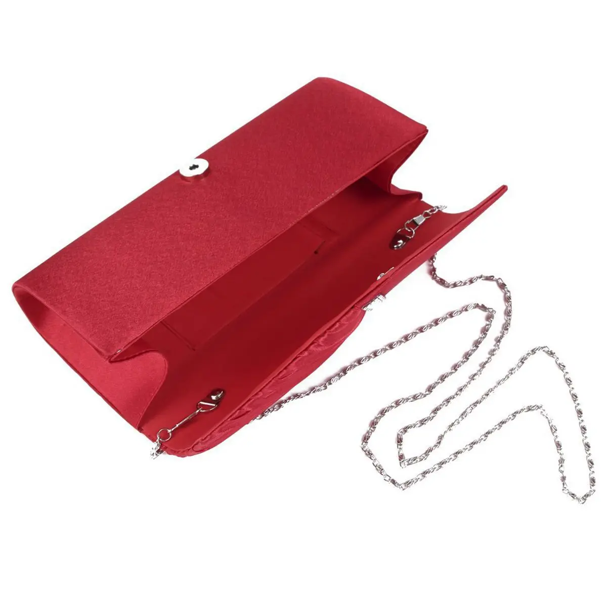 Bolso de mano con volantes de diamante para mujer, sobre de noche nupcial para fiesta de graduación, rojo LY6682