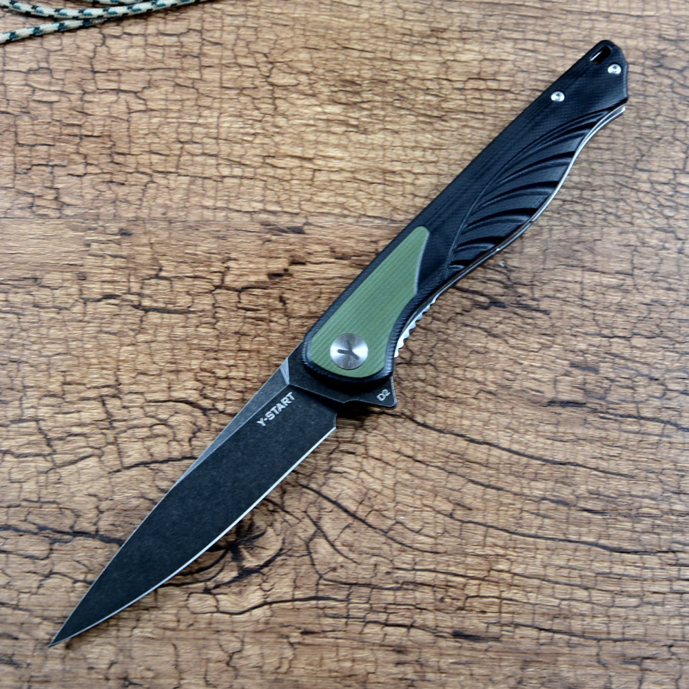 Y-START Folding Pocket Knife D2 Blade G10 Handle 2 Colors Flipper Outdoor Camping Hunting Tool LK717
