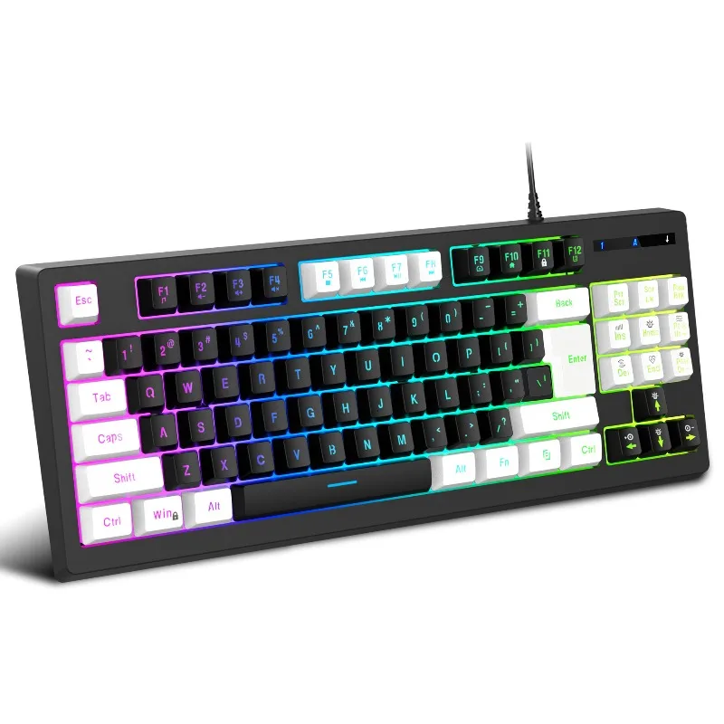 

Wired gaming keyboard mechanical feel e-sports RGB luminous 87 keys computer office home USB