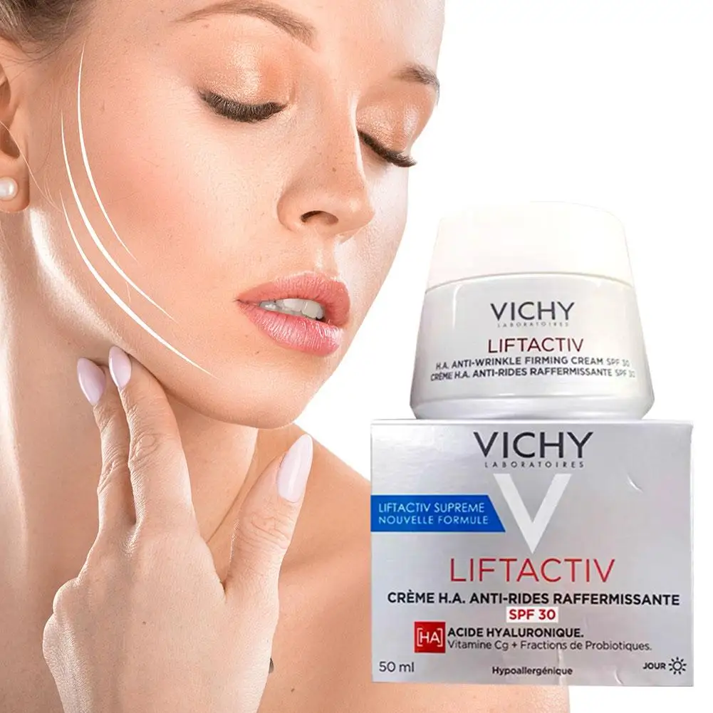 VICHY 50 ml feuchtigkeitsspendende Gesichtscreme mit mehreren Effekten, hellt Falten auf und entspannt den Mandibular-Lifting-Faden SPF30, Sonnenschutz-Hautpflege