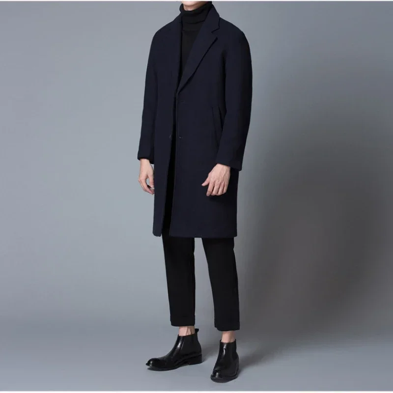 

MRMT 2025 Brand New Men's Wool Coat Casual Long Men Coat Slim Solid Color Suit Windbreaker Man Outerwear Clothing Overcoat
