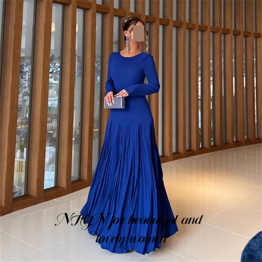 

NFYN Royal Blue Mermaid Prom Dresses Pleat One Neck Evening Formal Party Engagement Birthday Gowns Robes De Soirée Customized