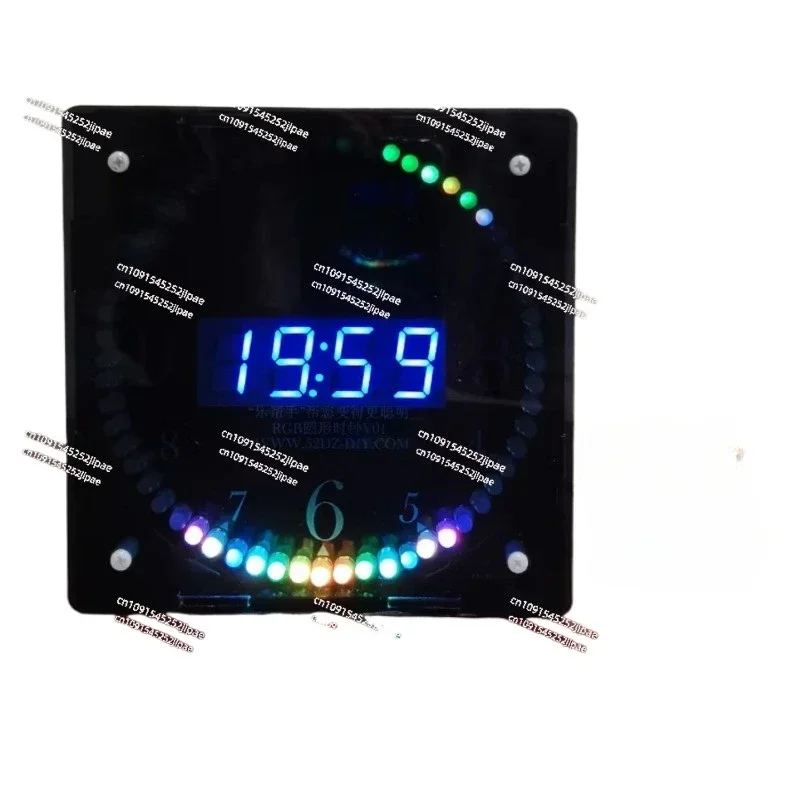 

Комплект электронных часов «сделай сам», RGB, цветной светодиод, зеленая цифровая трубка, температура, пульт дистанционного управления, музыкальный спектр, 12/24 часа, с корпусом