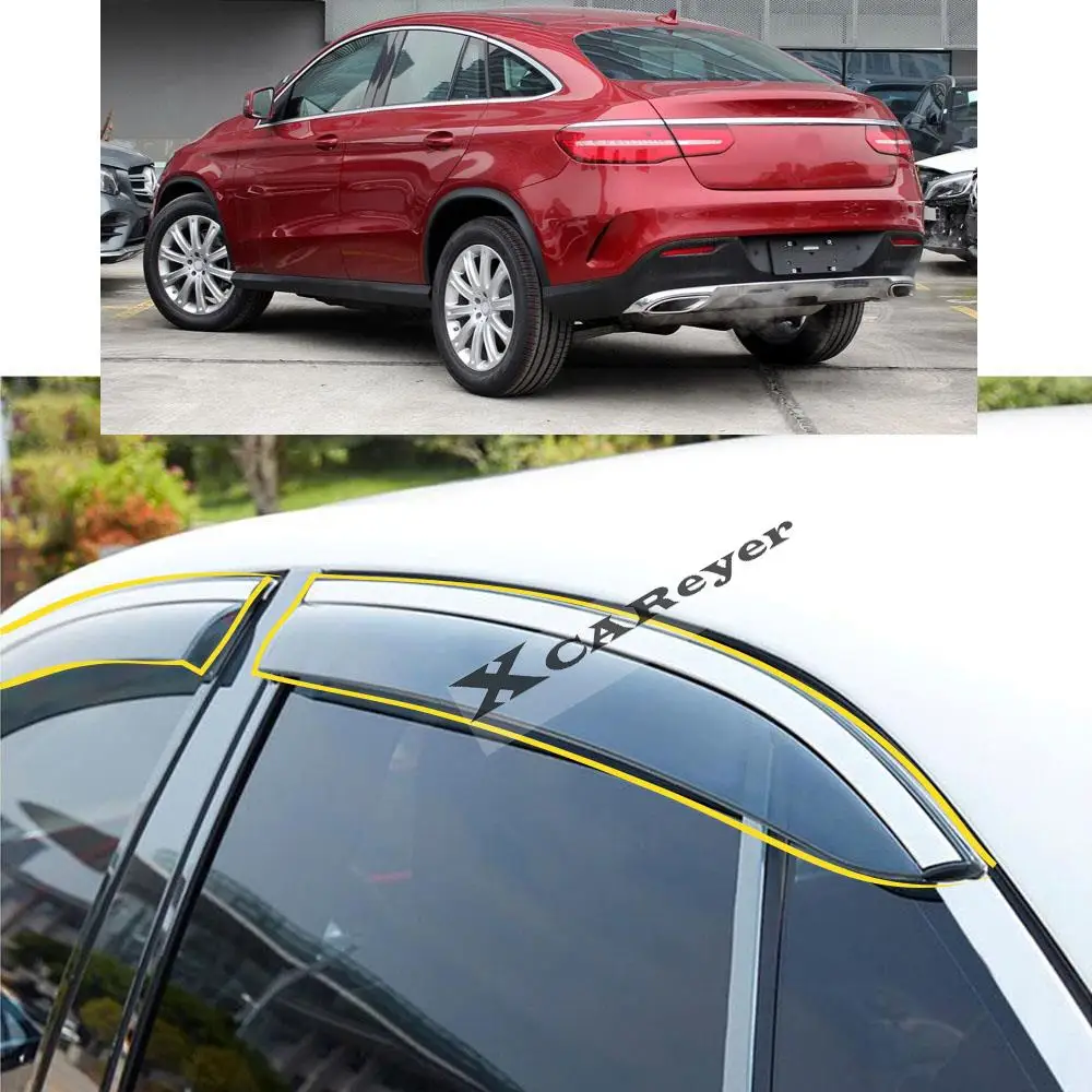 

Для Mercedes Benz GLE Coupe 2015 2016 2017 2018 2019 2020 автомобильная наклейка пластиковое оконное стекло ветрозащитный козырек детали от дождя/солнца