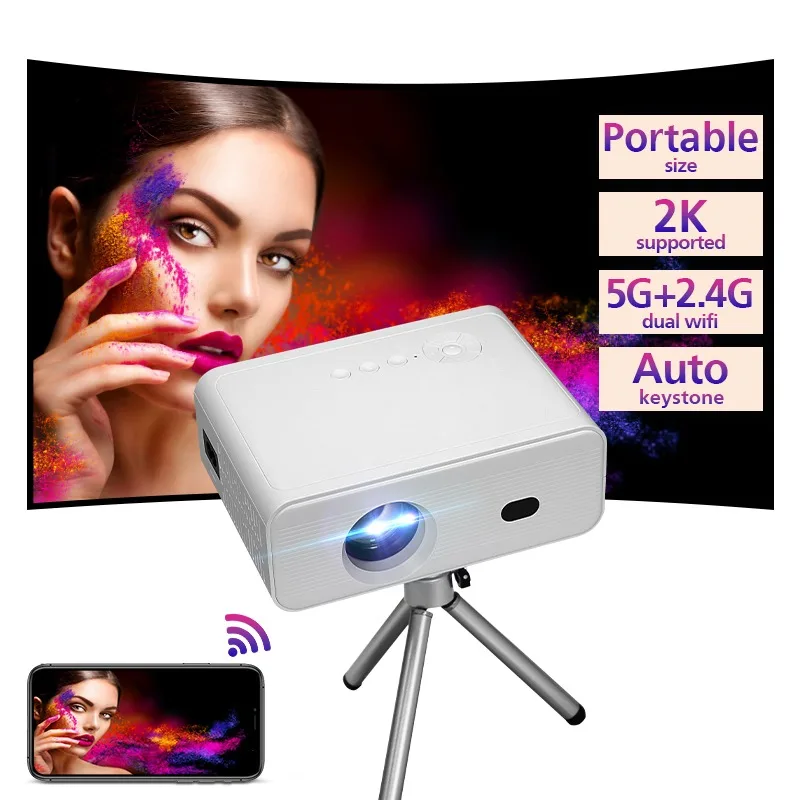 Hotack Latest Portable LED LCD Smart WIFI 4K Proyector Full HD Wireless Bluetooth Home Theater Mini Projectors