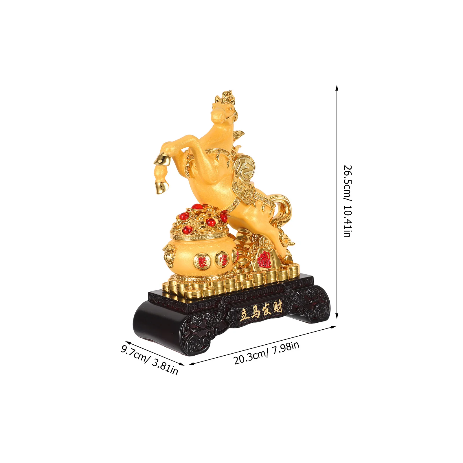 Resin Standing Horse Sculpture Feng Shui Chinese Year of The Horse Desk Ornament Attract Wealth Luck Prosperity Home Decor