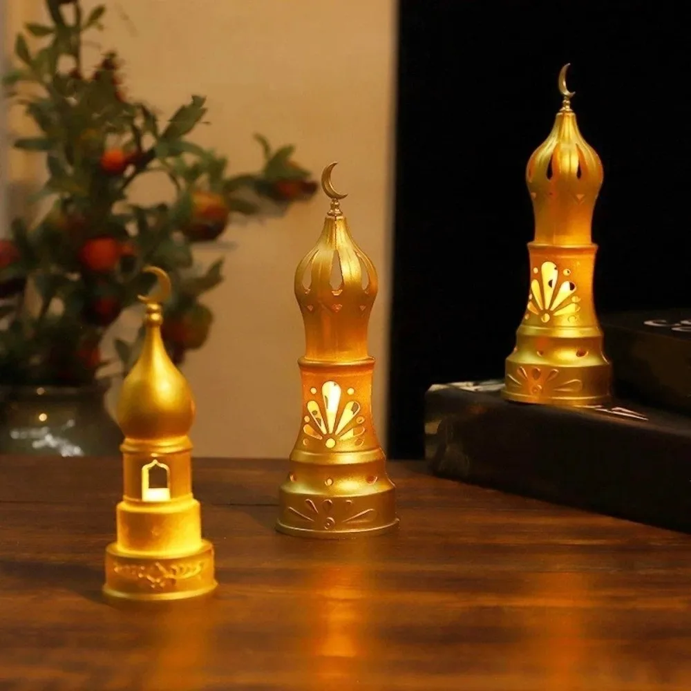 

Plastic Ramadan Candle Lamp Retro LED Lights Eid Mubarak Desk Lamp Warm Light Simulation Candle Electronic Candle Ornament