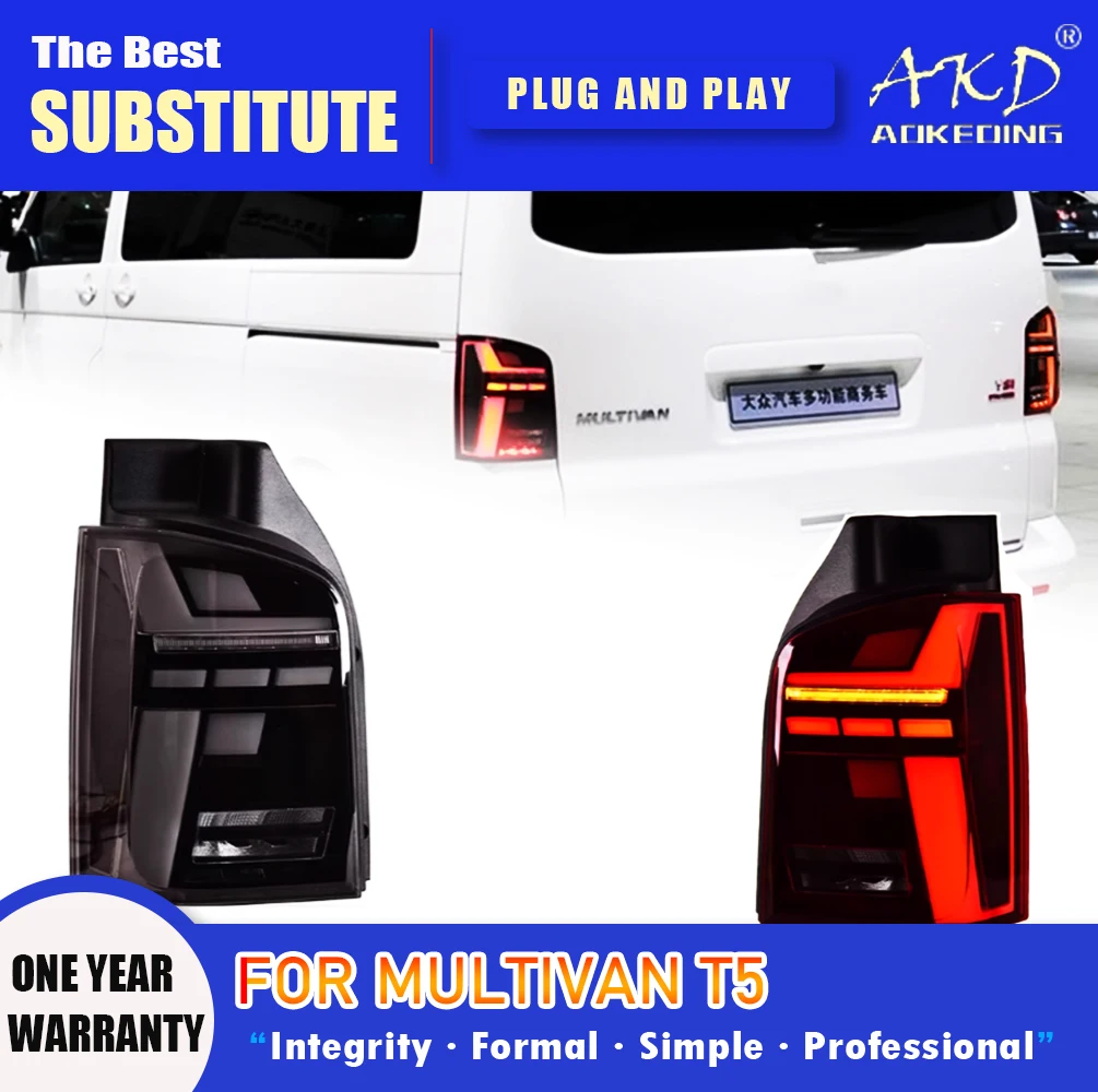 

Задняя фара AKD для VW Multivan T5 светодиодный Tail светильник 2010-2014 T5, задний противотуманный сигнал поворота, автомобильные аксессуары