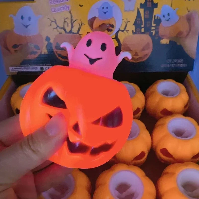 Halloween Ghost Squeeze Pumpkin TPR Ghost Cup Toys Decompression Fidget Antistress Sensory Stress Reliefing Gift for Kids Adults