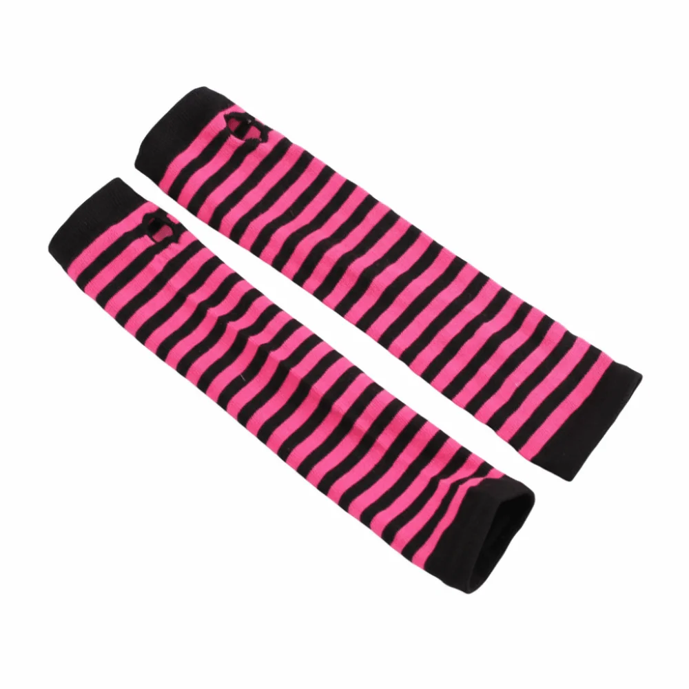 قفاز كلاسيكي ناعم بدون أصابع طويل، غطاء للذراع مخطط، قفازات محبوكة بأكمام طويلة للأنشطة الخارجية #1