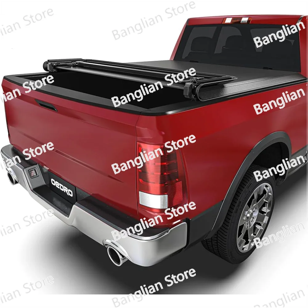 Soft Quad Fold Truck Bed Tonneau Cover Compatible with 2002-2024 Dodge Ram 1500 (Inclu. Classic & New), Fleetside 6.4 Ft