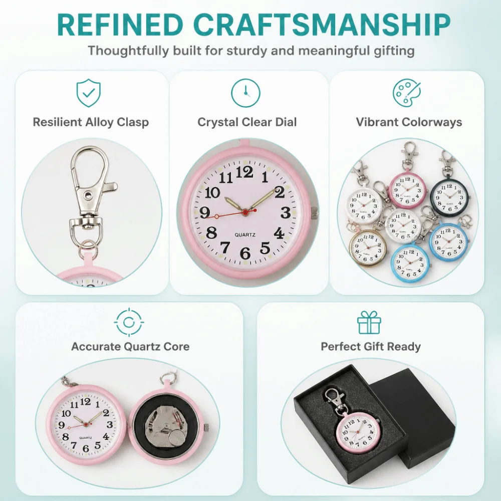 Child Gift Luminous Pocket Watch Round Portable Quartz Clock Ultra Thin Simple Keychain Watch Elderly