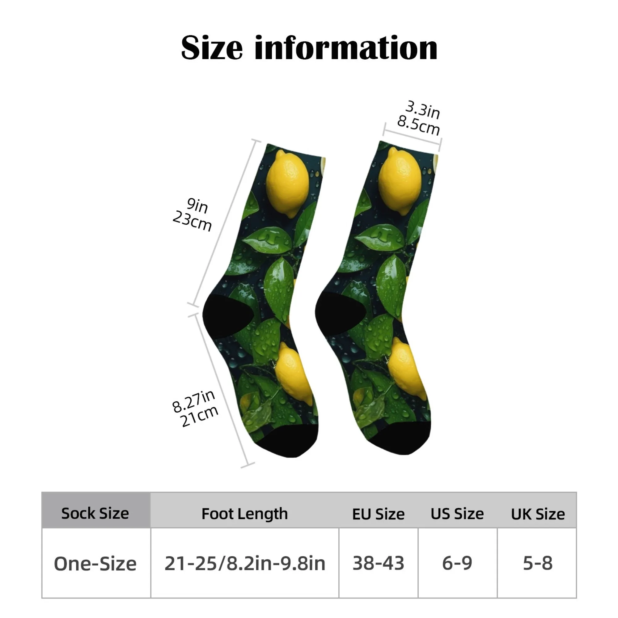 جوارب Happy Lemon Print بتصميم فواكه منعشة، جوارب ناعمة قابلة للتنفس للجنسين، جوارب لطيفة مبتكرة للفصول الأربعة كاجوال