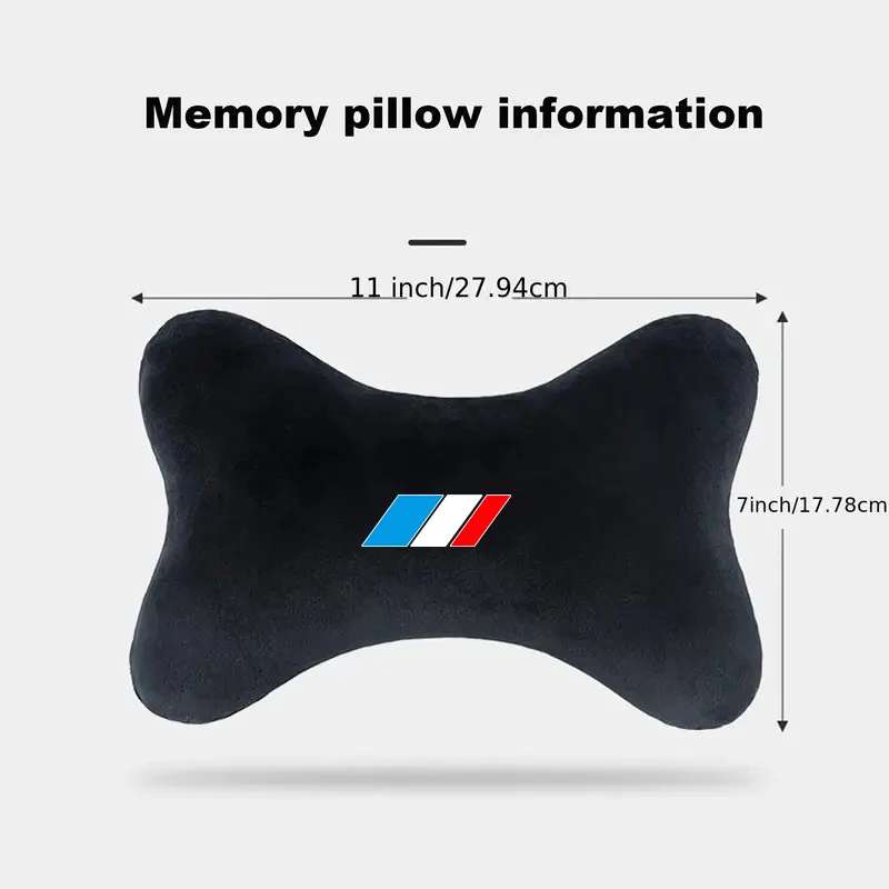 Sport-style blue, white and red car seat headrest with breathable neck cushion, soft neck support pad for comfort