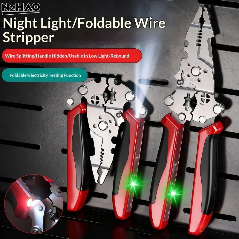1Pcs Multifunctional Electrician Pliers Foldable Wire Stripping Pliers Crimping Tool Professional-Grade Electrician Tool