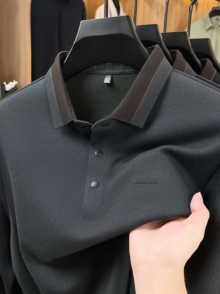 

Мужская повседневная футболка из полиэстера с воротником-стойкой, универсальная, модная, осенняя новинка, трендовая, в стиле колор-блок...