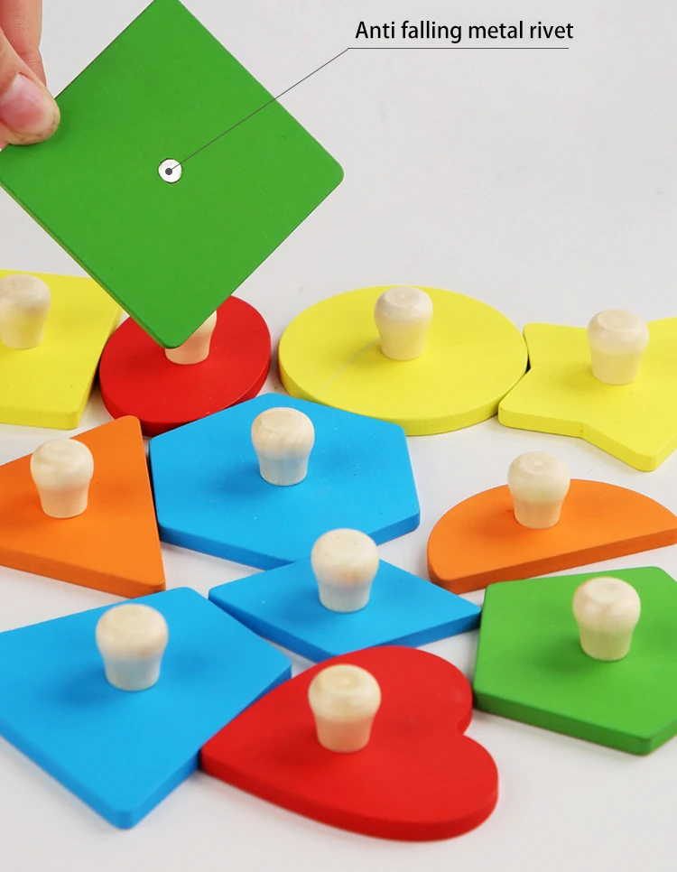 Planche à chevilles de Puzzle géométrique Montessori en bois, jouet sensoriel d'éducation précoce pour les tout-petits, jouets de tri de formes et de couleurs pour bébé