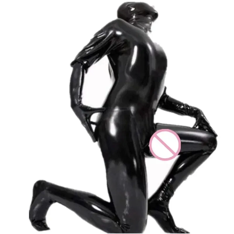 DY20Men لامعة اللاتكس PVC Catsuit مثير الأسود Wetlook فو الجلود النادي الليلي كامل ارتداءها الوثن المثيرة يوتار بذلة Men25 #2