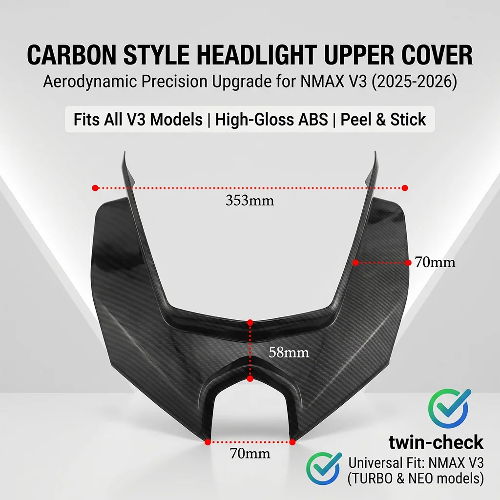 X-CLASS Motorcycle ABS Carbon Look Headlight Upper Cover Trim Shield for YAMAHA NMAX155 NMAX 155 V3 2025 2026 Turbo Tech MAX Neo