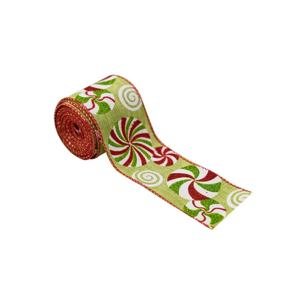 

Xmas Ribbons Cuttable Christmas Wired Ribbons Flexible Polyester Decorative Ribbons Colorful 6.3cm Wreath Bows Ribbon New Year