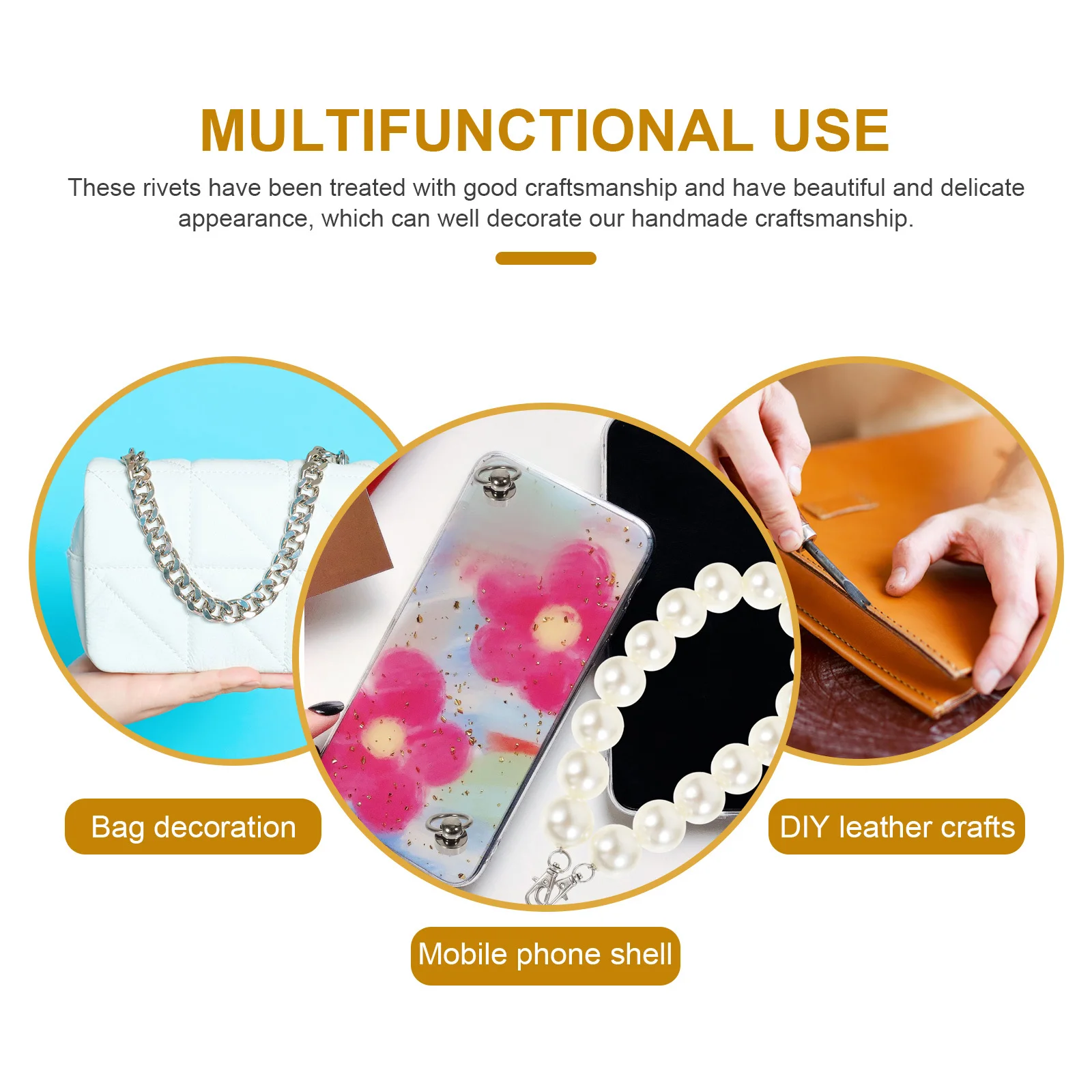 20 set di elementi di fissaggio per rivetti per custodie per telefoni, viti per borse artigianali fai da te, viti a catena per borse resistenti, pratiche
