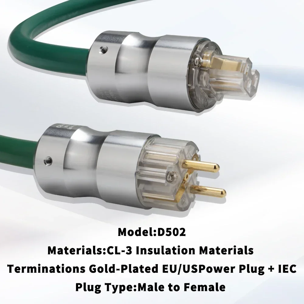 

P089ETG/P085EG HI-End Copper Silver Hybraid HIFI AC Power Cable with EU/US Version Male Plug C15 for CD Power AMP System D502