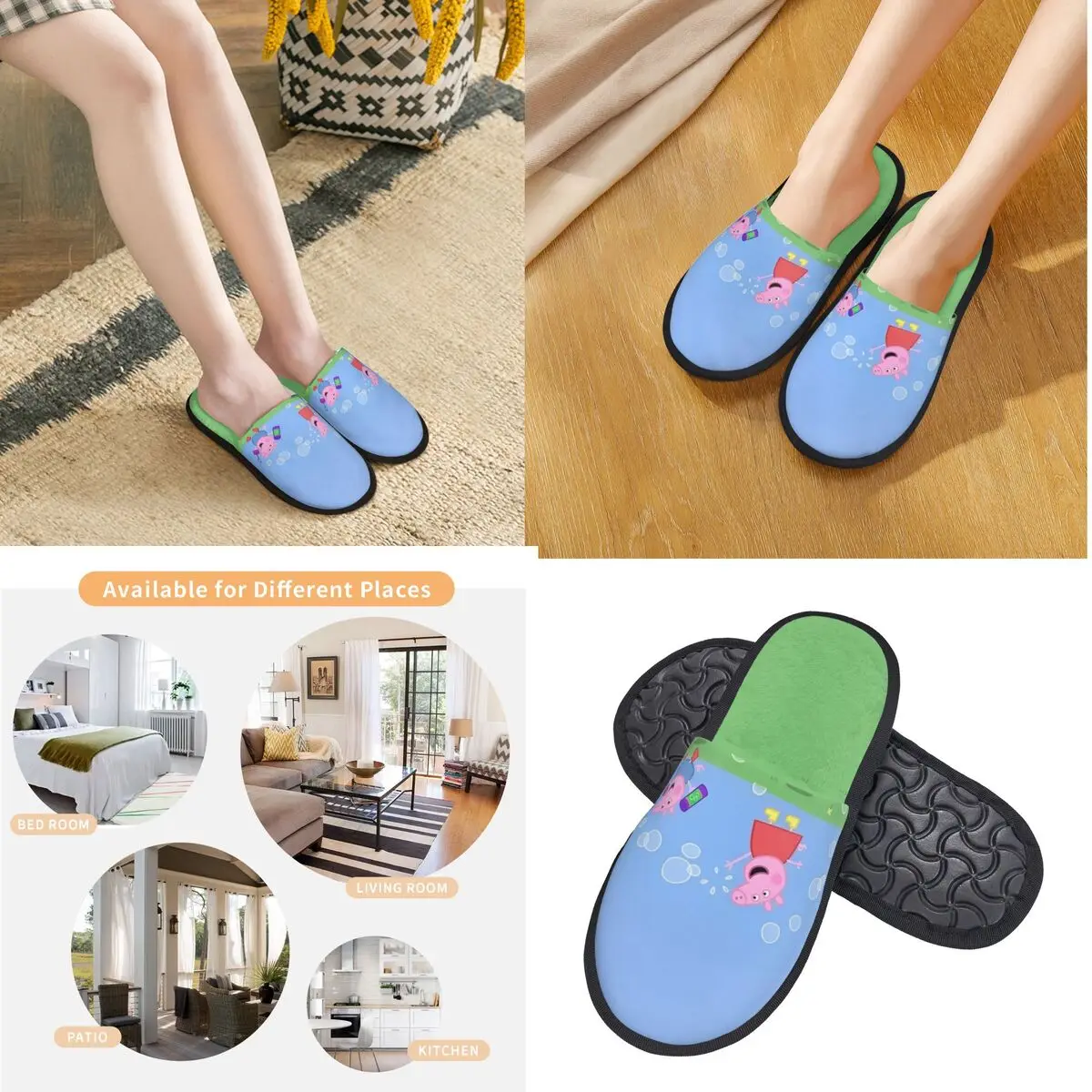 Winter Home Cotton Slippers Peppa Pig Accessories Household Fur Slides Slippers Indoor Soft Non Slip Slides