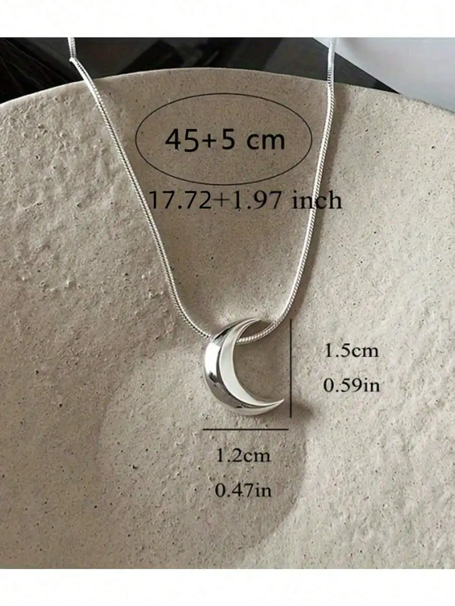 

Stainless Steel Moon Pendant Necklace For Women Minimalist Elegant Daily Wear Gift