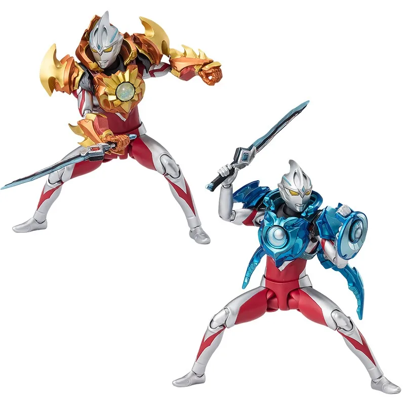 Bandai genuíno shf ultraman arco & solis armadura anime figura de ação articulações colecionáveis modelo móvel brinquedos ornamentos presente crianças