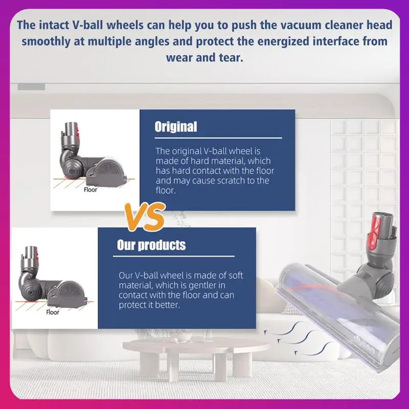 

Набор адаптеров для соединителя всасывающей головки ABKL-Direct для пылесосов Dyson V7 V8 V10V11 с шариковыми колесами, боковая крышка