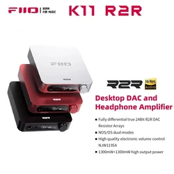 FiiO-Amplificateur de radiateur et de téléphone pour sauna, audio domestique ou PC, K11 R2R, 6.35mm, RCA, coaxial, optique, 4.4 ENTER, 24 bits, 384mm