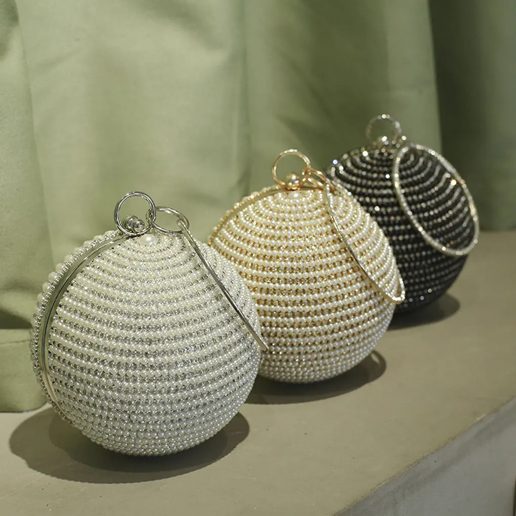 Large Capacity Ladies Round Pearl Bag Any Occasion Versatile Womens Round Ball Crystal Bag Elegant