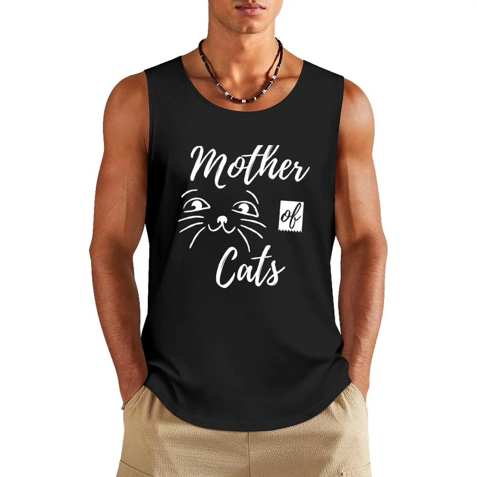 Funny Mother of Cats Cute and perfect Gift Idea Design For Cat Lady Tank Top T-shirt sports men gym clothing