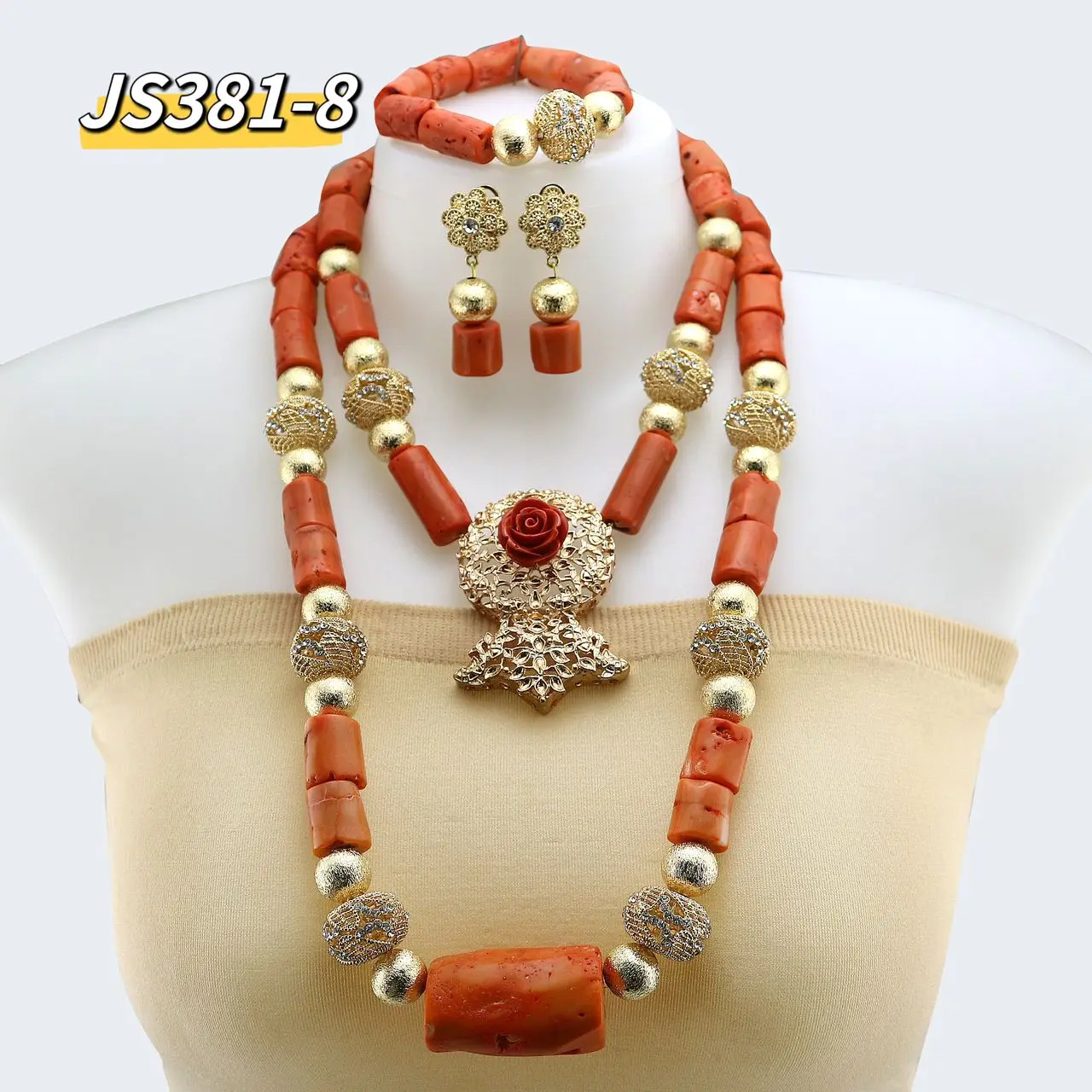 Guangzhou Jewelry Beads Charm Bracelet Sets For Wholesales 3 Circles African Beads Jewelry Set Nigerian For Women